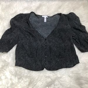 Anthropologie Leith cropped puff sleeve blouse